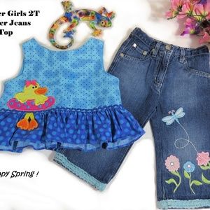Girls 2T Spring Floral Jeans & Top